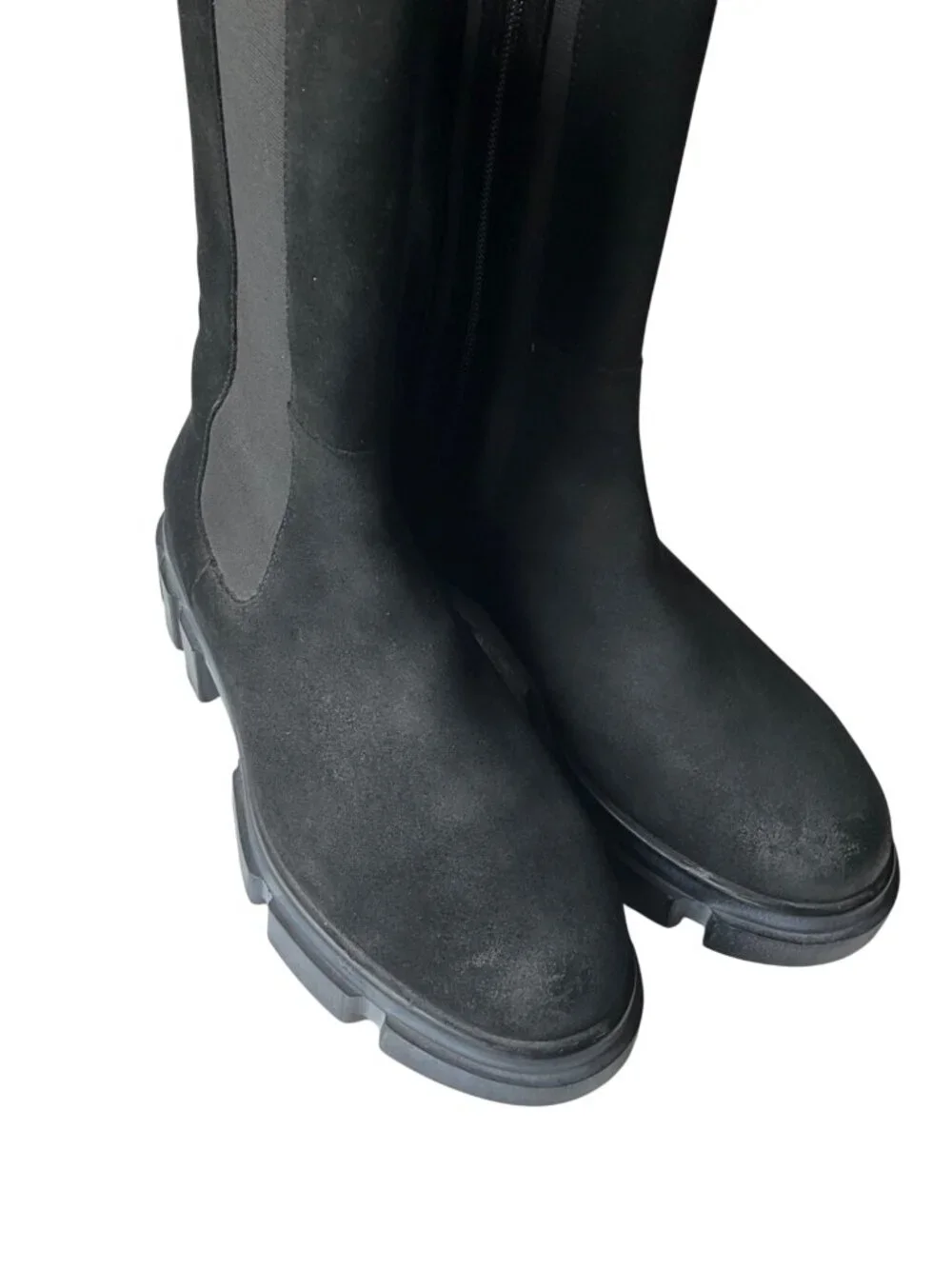 Free People 38 US 7.5-8 Brooks Chelsea Boots Distressed Suede Black Grunge